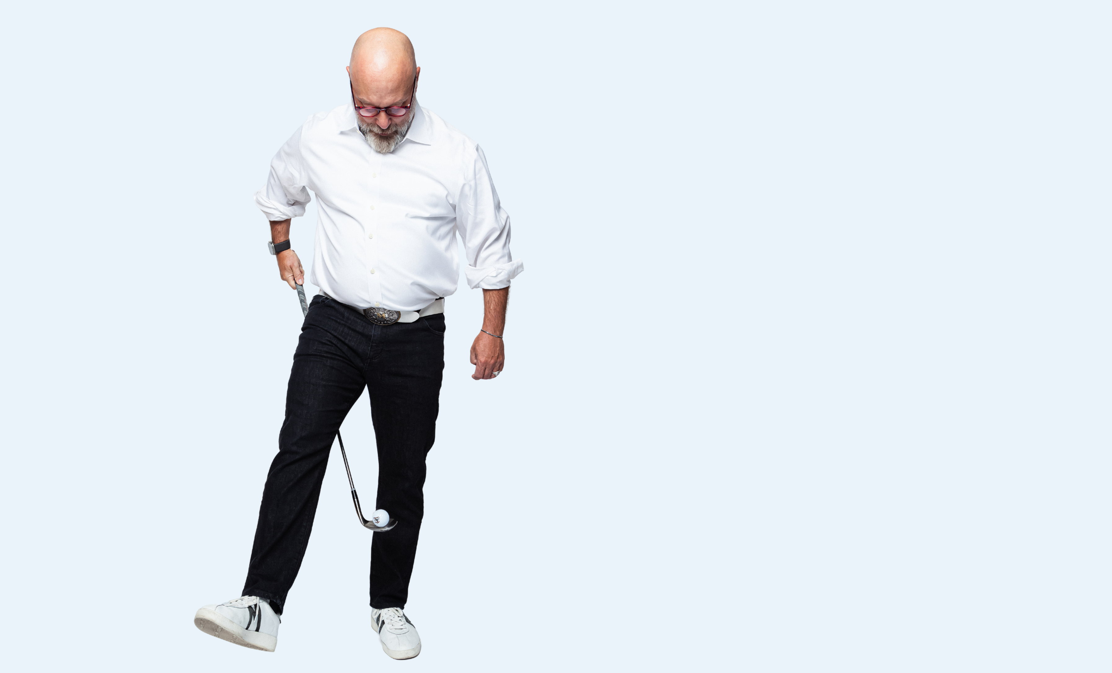 Mike with a golf club